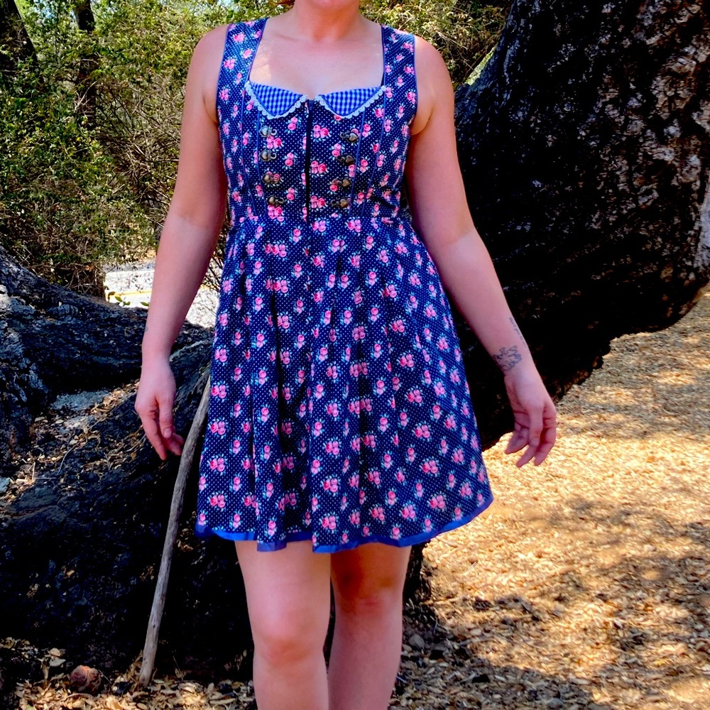 Blue floral dress with collar